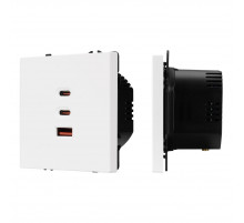 USB Розетка тип А+С+С софт-тач белый кварц Arlight SCT-MUACC-SFPL-FC-WH (65W, QC3) 061839(1)