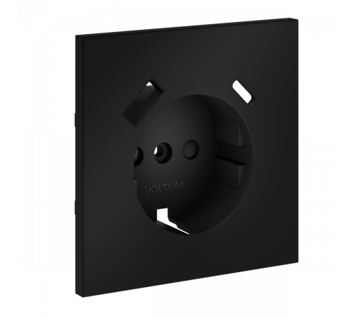 Накладка для розетки с заземлением и защитными шторками, с USB A+C Voltum S70 (черный матовый) VLS001008