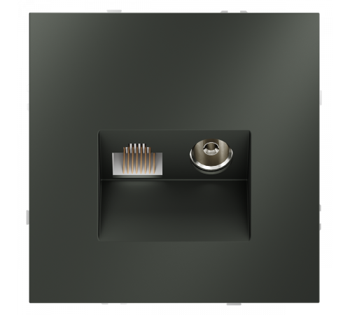 Розетка телевизионная встраиваемая Voltum S70 TV+RJ45 кат. 6, (титан) VLS060706