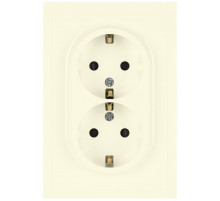 Розетка Эра Galaxy 15-2104-02 с заземлением двойная 2X2P+E Schuko 16А-250В IP20 слоновая кость Б0070679