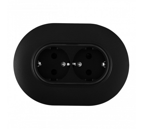 Круглая розетка двойная с/з и шторками Arte Milano SET08-double-40-2 black