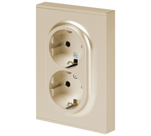 Розетка Эра Arktik 16-2105-04 двойная с заземлением 2X2P+E Schuko со шторками 16А-250В шампань Б0070457