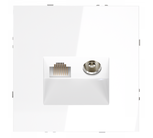 Розетка телевизионная встраиваемая Voltum S70 TV+RJ45 кат. 6, (белый глянцевый) VLS060701