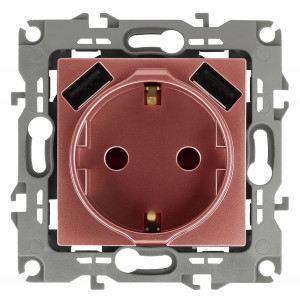 Розетка 2P+E со шторками и 2xUSB Эра 12-4109-14 Б0047848