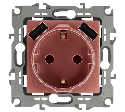 Розетка 2P+E со шторками и 2xUSB Эра 12-4109-14 Б0047848 Розетка 2P+E со шторками и 2xUSB Эра 12-4109-14 Б0047848