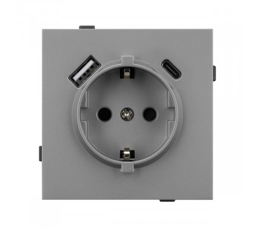 Механизм розетки с USB зарядкой Arlight SCT-TENDO-MUAC-PL-GR (230V, 16A) 054088