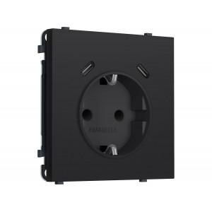 Комплект механизма электрической розетки SIGMA Черный Мягкое касание 2USB С+C 20W Ambrella Volt MS990510 (SP9905, PR165)