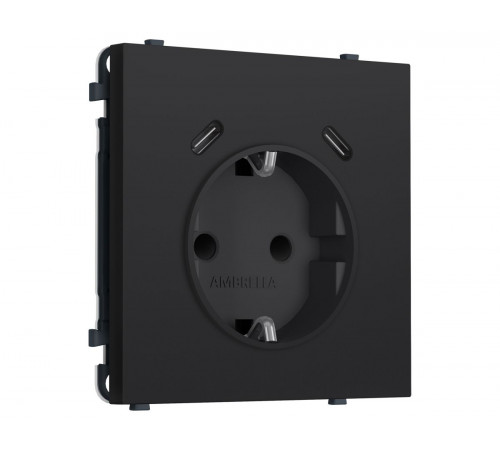 Комплект механизма электрической розетки SIGMA Черный Мягкое касание 2USB С+C 20W Ambrella Volt MS990510 (SP9905, PR165)