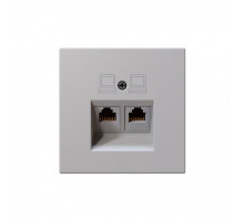 Интернет-розетка RJ45 двойная с накладкой, цвет Черный матовый (soft touch) Jasmart FD6106PWM