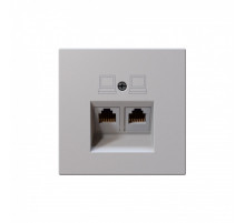 Интернет-розетка RJ45 двойная с накладкой, цвет Черный матовый (soft touch) Jasmart FD6106PWM