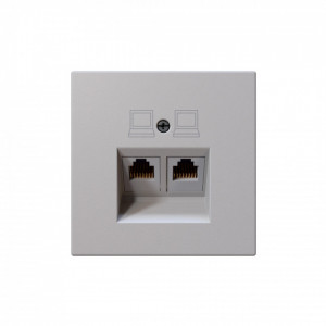 Интернет-розетка RJ45 двойная с накладкой, цвет Черный матовый (soft touch) Jasmart FD6106PWM