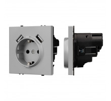 Розетка зк со шторками с USB тип А+А софт-тач никель Arlight SCT-MUAA-SFPL-IS (250V, 16A) 059443(1)