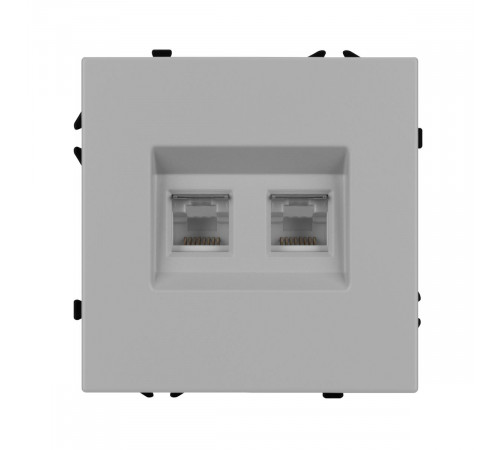 Розетка телефонная двойная софт-тач никель Arlight SCT-MTL2-SFPL-IS (2хRJ-11, 4C) 061890(1)