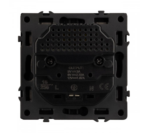 Механизм розетки с USB зарядкой Arlight SCT-NOBE-MUAC-SFPL-BK (230V, 16A) 054285