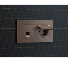 Комплект мех-ма компьютерной розетки RJ-45 экранированной с автоматической защитной шторкой Alfa Темная бронза матовый Quant Ambrella Volt MA642005 (AP6420, VM185)