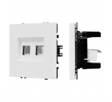 Розетка телефонная двойная софт-тач белый кварц Arlight SCT-MTL2-SFPL-WH (2хRJ-11, 4C) 054308(1)