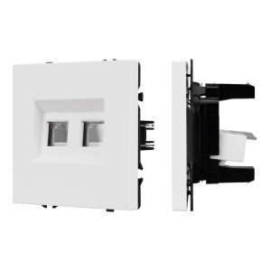 Розетка телефонная двойная софт-тач белый кварц Arlight SCT-MTL2-SFPL-WH (2хRJ-11, 4C) 054308(1)