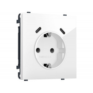Комплект механизма электрической розетки SIGMA Белый глянец 2USB С+C 20W Ambrella Volt MS110510 (SP1105, PR165)