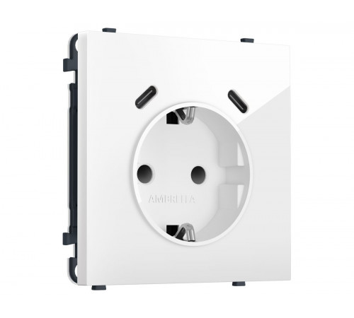 Комплект механизма электрической розетки SIGMA Белый глянец 2USB С+C 20W Ambrella Volt MS110510 (SP1105, PR165)