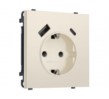 Комплект механизма электрической розетки SIGMA Бежевый матовый 2USB A+C 20W Ambrella Volt MS330010 (SP3300, PR160)