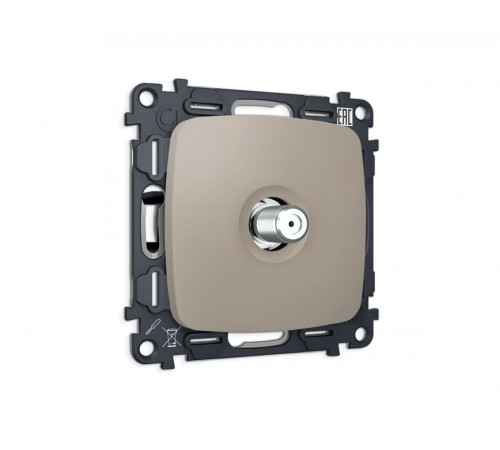 Комплект механизма TV розетки Ambrella Volt SAT 5-2400MHz 3.5dB OMEGA MO373050 Серо-бежевый матовый QUANT (OP3730, VM215)