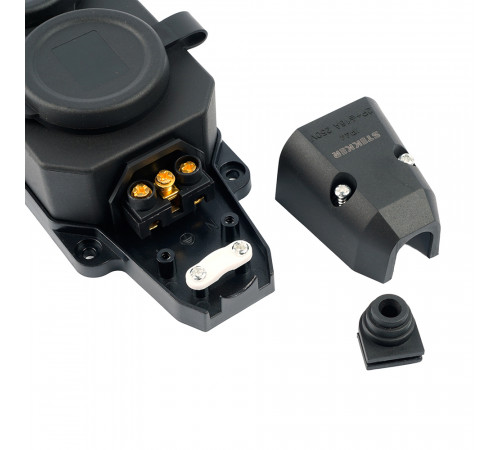 Розетка переносная 2-местная c/з Stekker RST16-2-44 250В 16А IP44 черный 50805