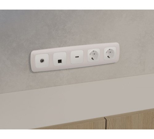 Комплект механизма компьютерной розетки Ambrella Volt RJ-45 (8P8C) CAT6A экранированной с автоматической защитной шторкой OMEGA MO132005 Белый матовый QUANT