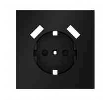 Накладка для розетки с заземлением и защитными шторками, с USB A+A Voltum S70 (черный матовый) VLS000908
