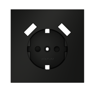 Накладка для розетки с заземлением и защитными шторками, с USB A+A Voltum S70 (черный матовый) VLS000908