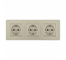Розетка тройная (трехпостовая) с/з и шторками Arte Milano SET16-3-40-1x3 shampan