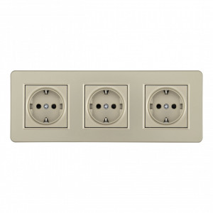 Розетка тройная (трехпостовая) с/з и шторками Arte Milano SET16-3-40-1x3 shampan