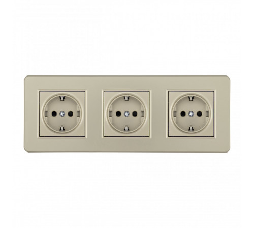 Розетка тройная (трехпостовая) с/з и шторками Arte Milano SET16-3-40-1x3 shampan