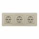Розетка тройная (трехпостовая) с/з и шторками Arte Milano SET16-3-40-1x3 shampan