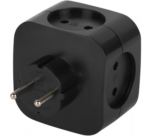 Разветвитель электрический ЭРА SP-4-3USBAC-B на 4 розетки + 3 USB A+C со шторками 10А черный Б0069084