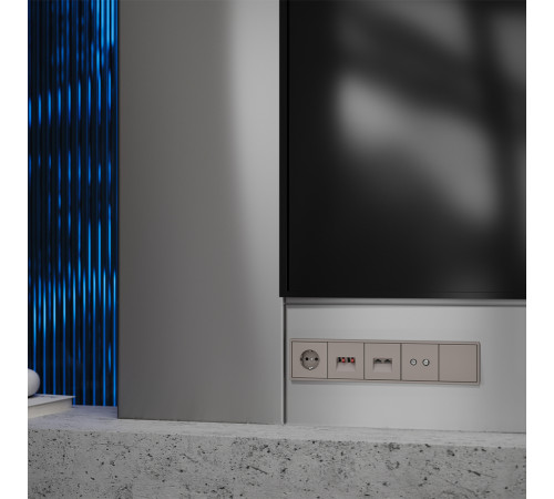 Накладка для розетки компьютерной двойной RJ45+RJ45 кат.6 Voltum S70 (капучино) VLS001414