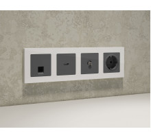 Комплект механизма компьютерной розетки RJ-45 экранированной с автоматической защитной шторкой Alfa Антрацит серый Quant Ambrella Volt MA662005 (AP6620, VM185)