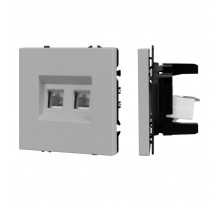 Механизм сдвоенной телефонной розетки Arlight SCT-NOBE-MTL2-SFPL-IS (RJ-11, 4C) (Никель) 061890