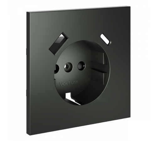 Накладка для розетки с заземлением и защитными шторками, с USB A+C Voltum S70 (титан) VLS001006