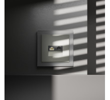 Розетка телевизионная встраиваемая Voltum S70 TV+RJ45 кат. 6, (сталь) VLS060705