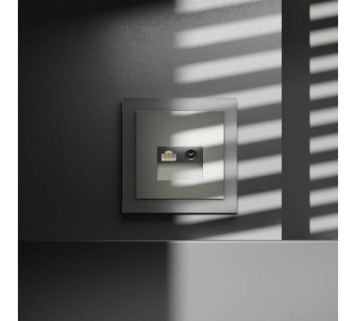 Розетка телевизионная встраиваемая Voltum S70 TV+RJ45 кат. 6, (сталь) VLS060705