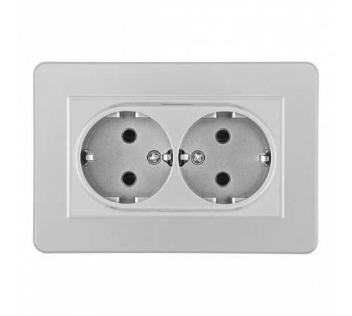 Розетка двойная с/з и шторками Arte Milano SET16-double-40-2 silver Розетка двойная с/з и шторками Arte Milano SET16-double-40-2 silver