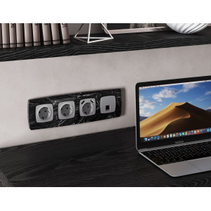 Комплект механизма компьютерной розетки Ambrella Volt RJ-45 (8P8C) CAT6A экранированной с автоматической защитной шторкой OMEGA MO512005 Сталь матовый QUANT (OP5120, VM185)