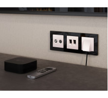 Комплект механизма компьютерной двойной розетки RJ-45 с автоматической защитной шторкой Alfa Жемчуг Quant Ambrella Volt MA212110 (AP2121, VM189)