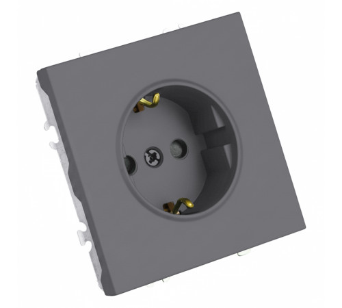 Розетка 1-местная с з/ш с/з (механизм) СЗК Stekker Эмили 250В 16А RST16-5110-10ZK платиново-серый soft touch 50243