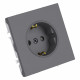 Розетка 1-местная с з/ш с/з (механизм) СЗК Stekker Эмили 250В 16А RST16-5110-10ZK платиново-серый soft touch 50243