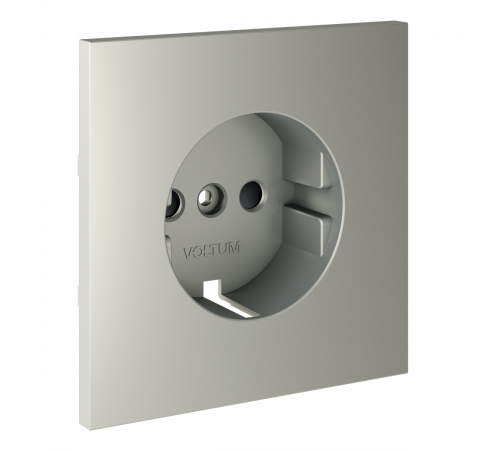 Накладка для розетки с заземлением и защитными шторками Voltum S70 (сталь) VLS000705