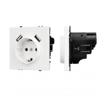 Розетка зк со шторками с USB тип А+А софт-тач белый кварц Arlight SCT-MUAA-SFPL-WH (250V, 16A) 054288(1)