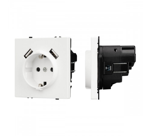 Розетка зк со шторками с USB тип А+А софт-тач белый кварц Arlight SCT-MUAA-SFPL-WH (250V, 16A) 054288(1)