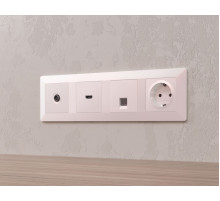 Комплект механизма компьютерной розетки RJ-45 экранированной с автоматической защитной шторкой Alfa Жемчуг Quant Ambrella Volt MA212005 (AP2120, VM185)