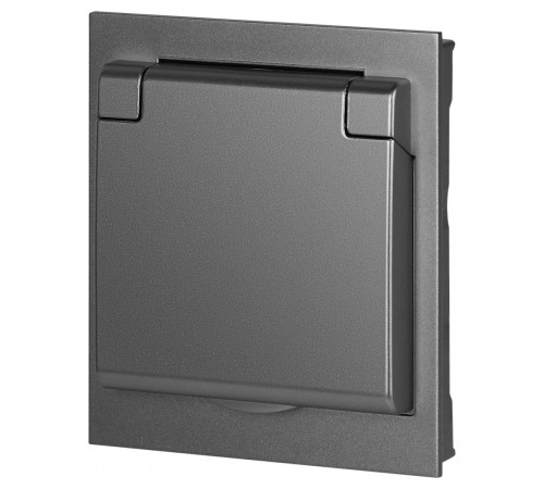Розетка Эра Arktik 16-2103-06 с заземлением 2P+E Schuko со шторками с крышкой 16А-250В графит Б0070439